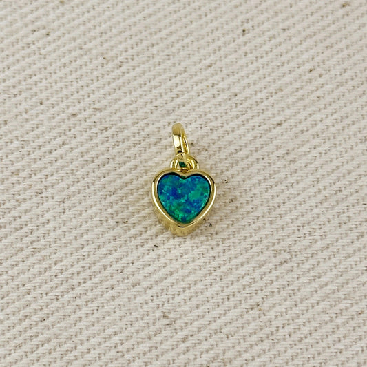 Gold Filled Opal Heart Charm (select color)