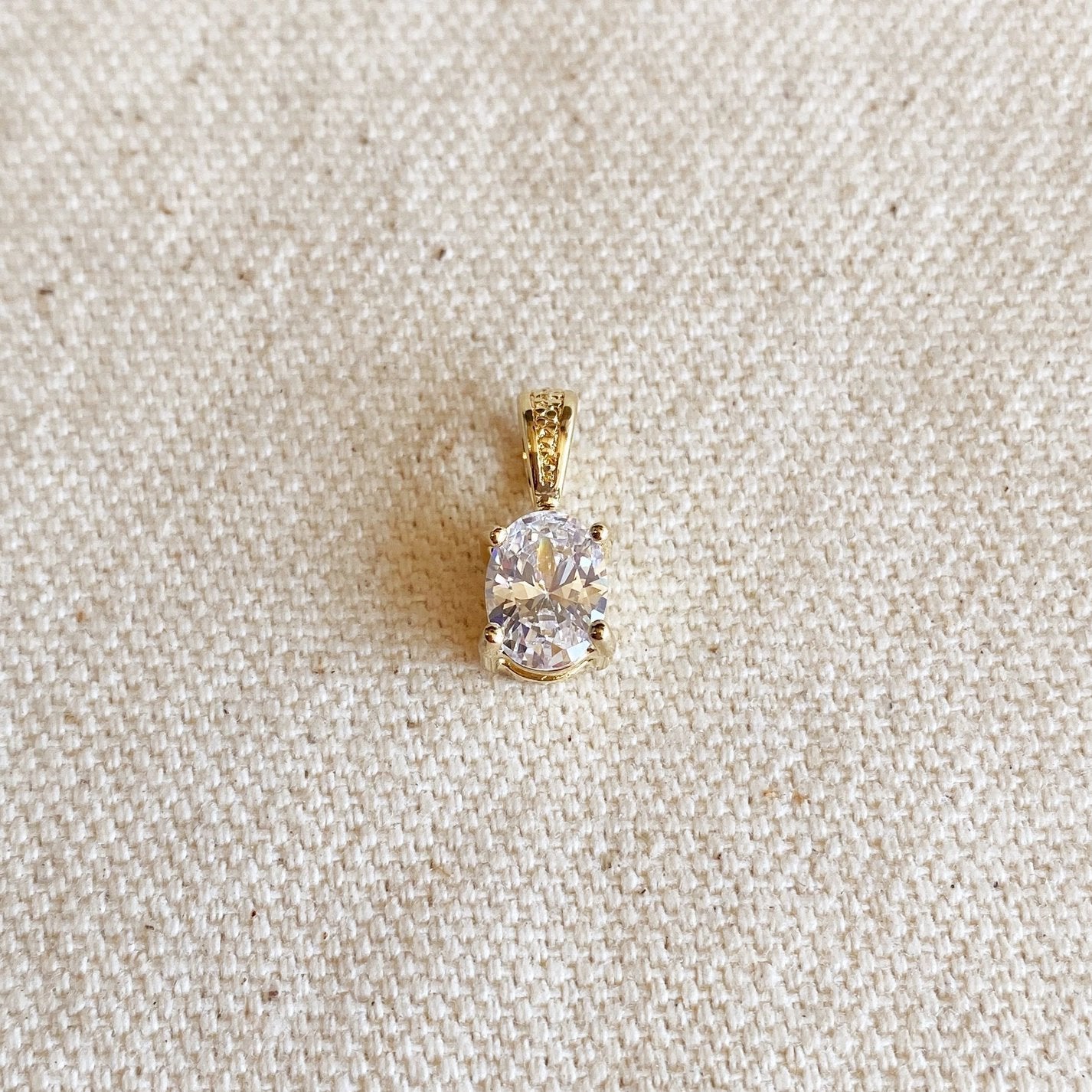 Oval CZ Charm - Gold Filled