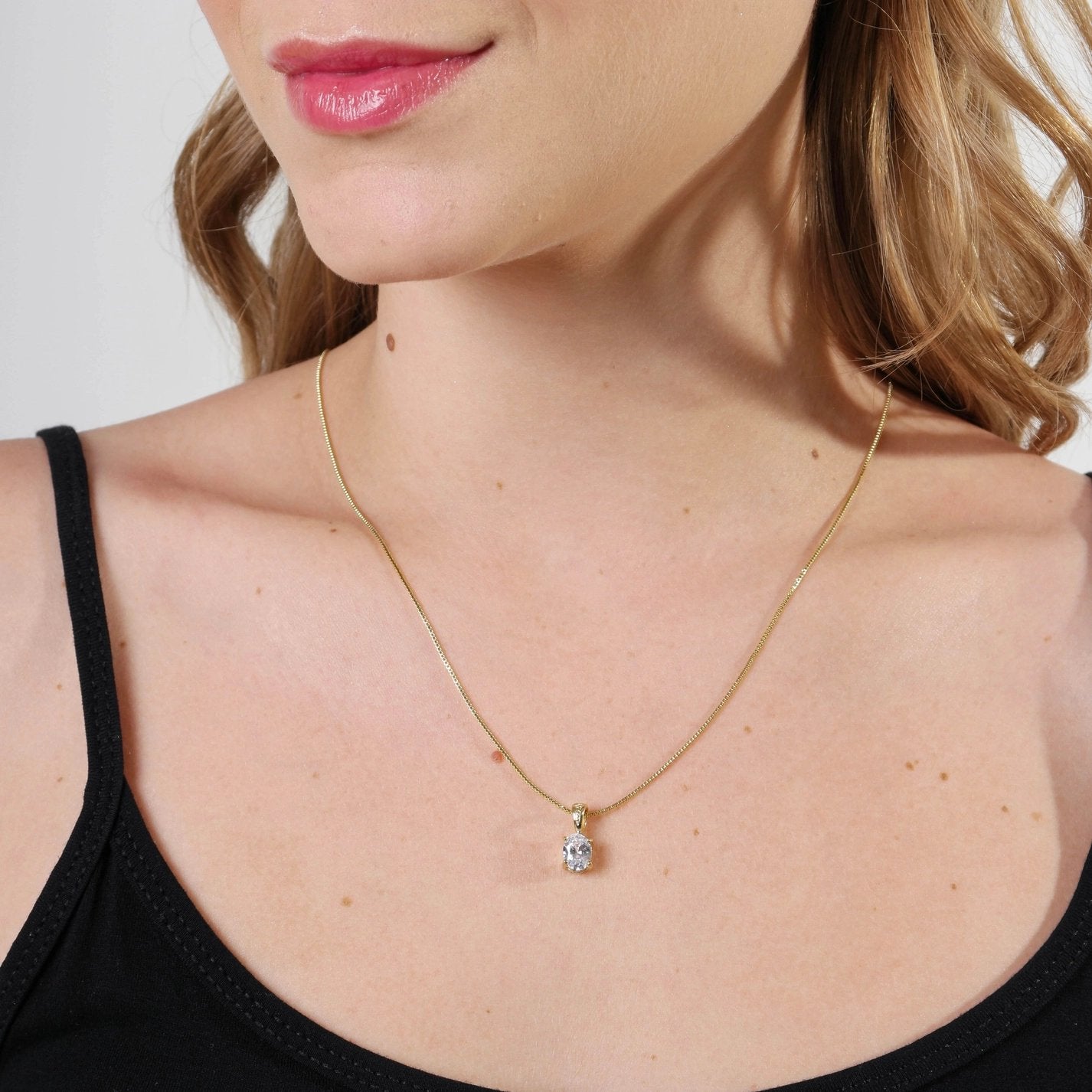 Oval CZ Charm - Gold Filled