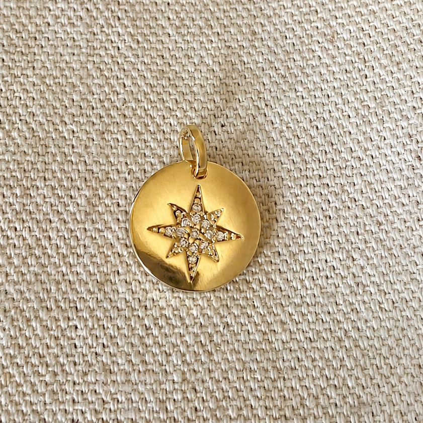 Starburst Plate Charm – Gold Filled with CZ