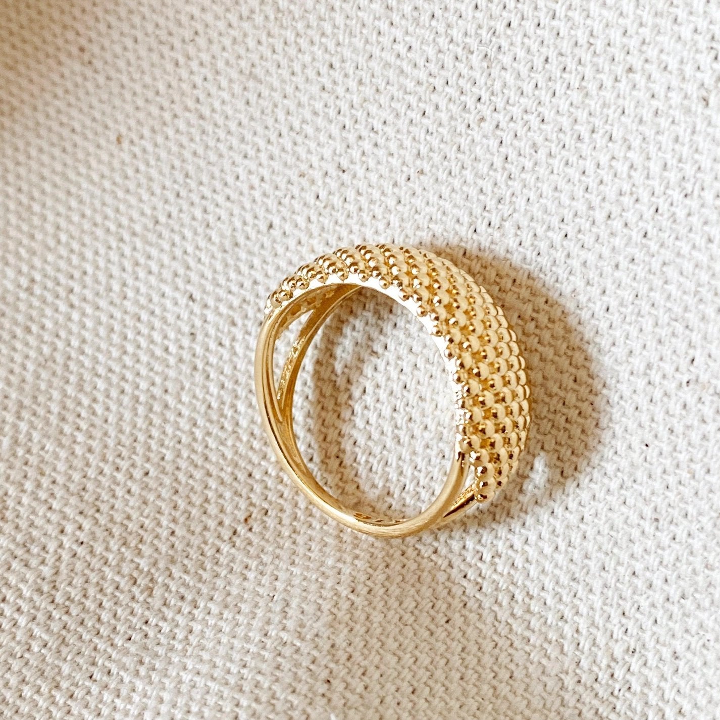Beaded Cluster Statement Ring - Gold Filled