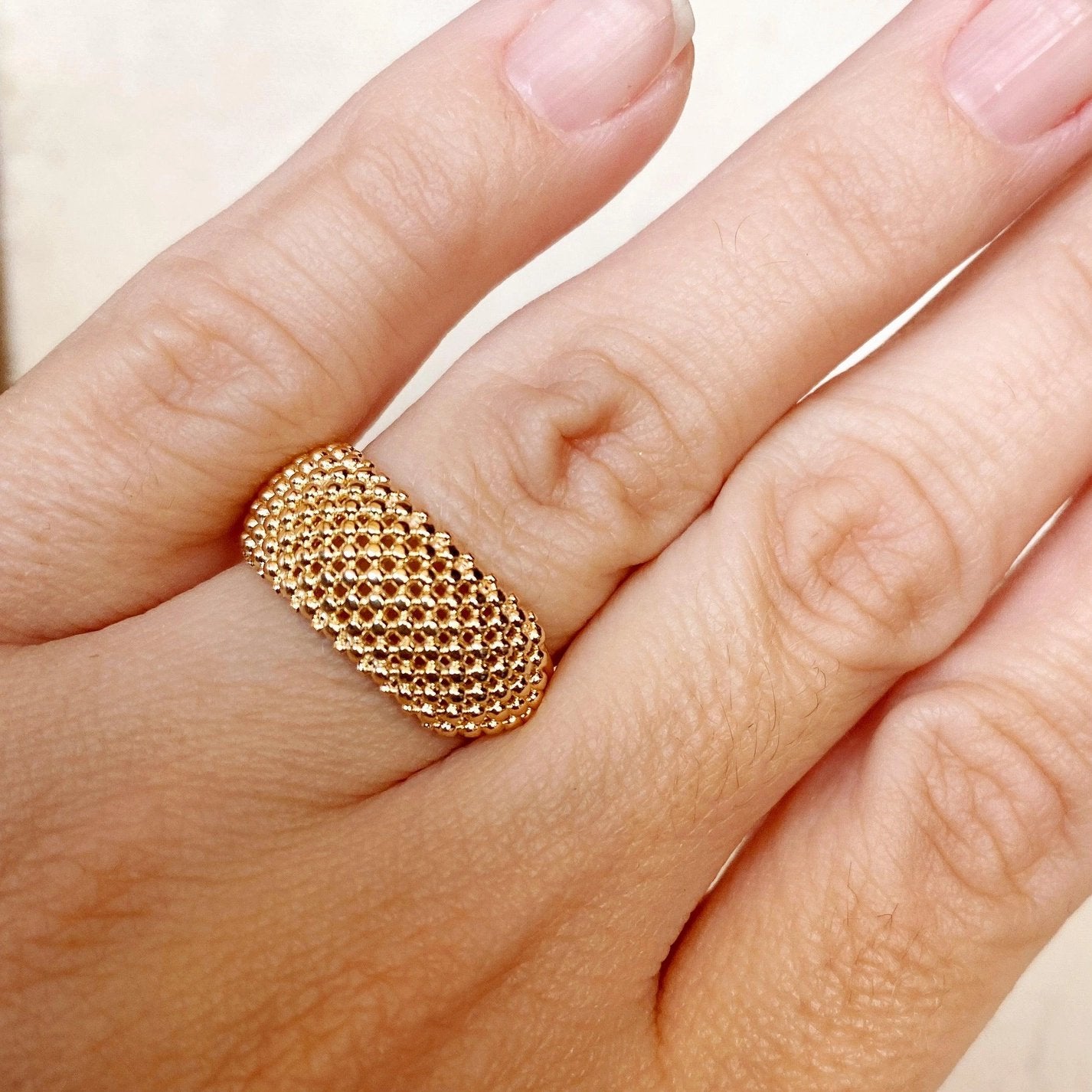 Beaded Cluster Statement Ring - Gold Filled