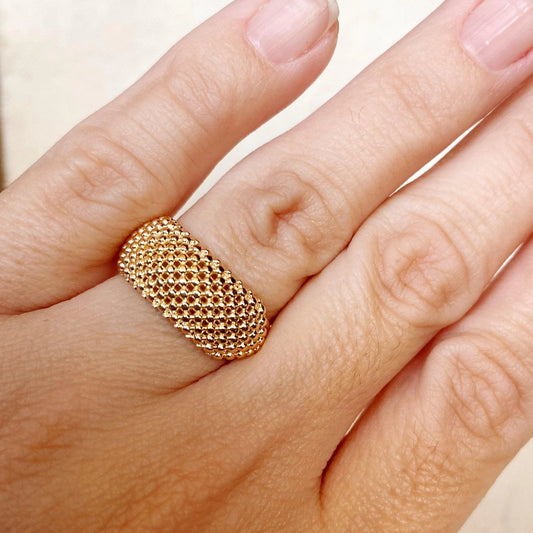 Beaded Cluster Statement Ring - Gold Filled
