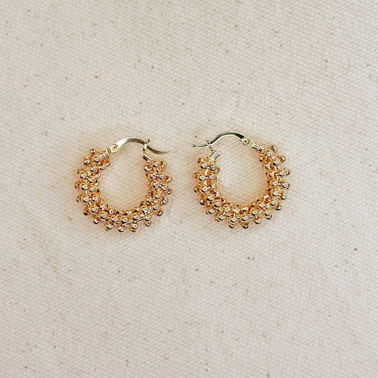 Beaded Cluster Hoop Earrings - Gold Filled