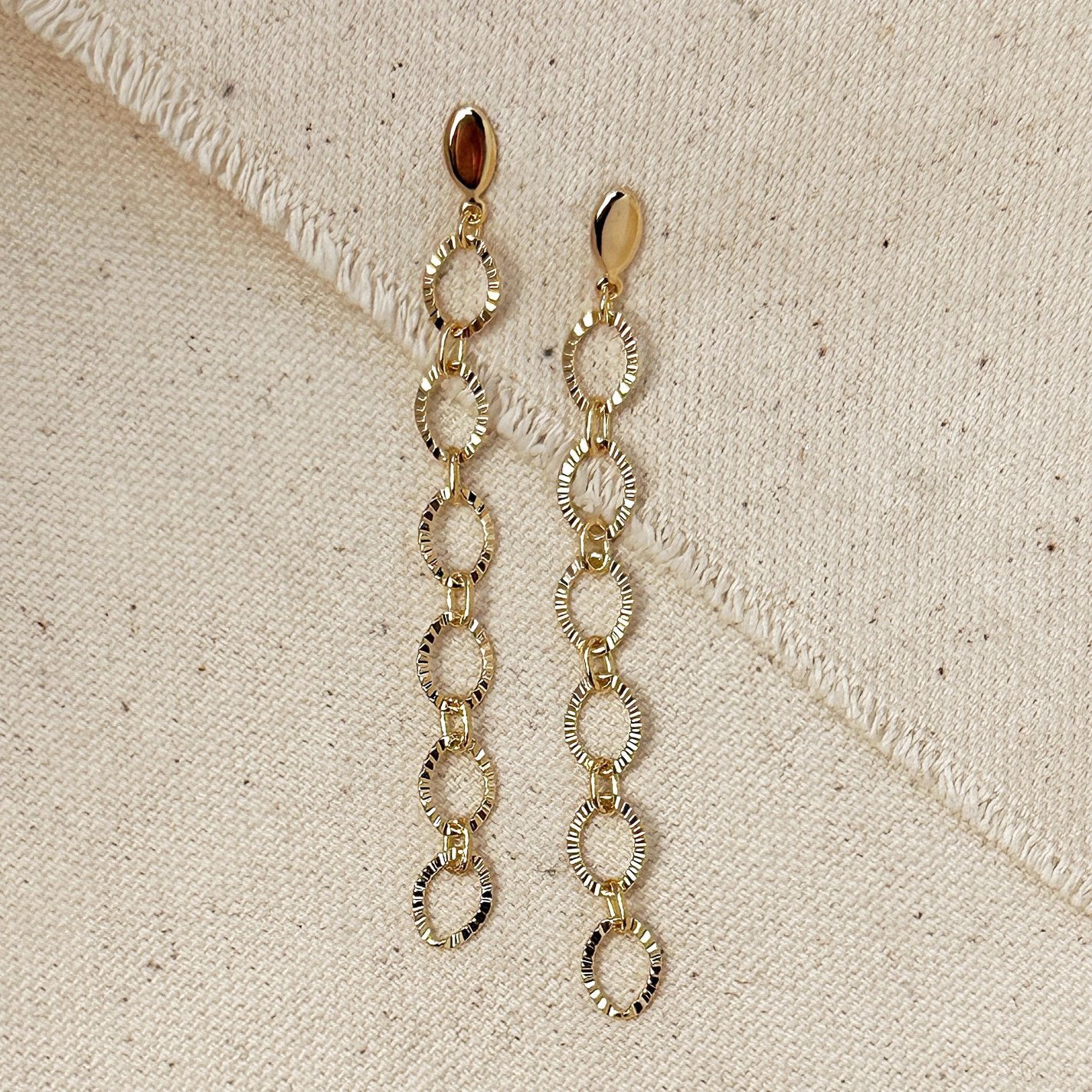 Diamond Cut Fancy Chain Earrings - Gold Filled