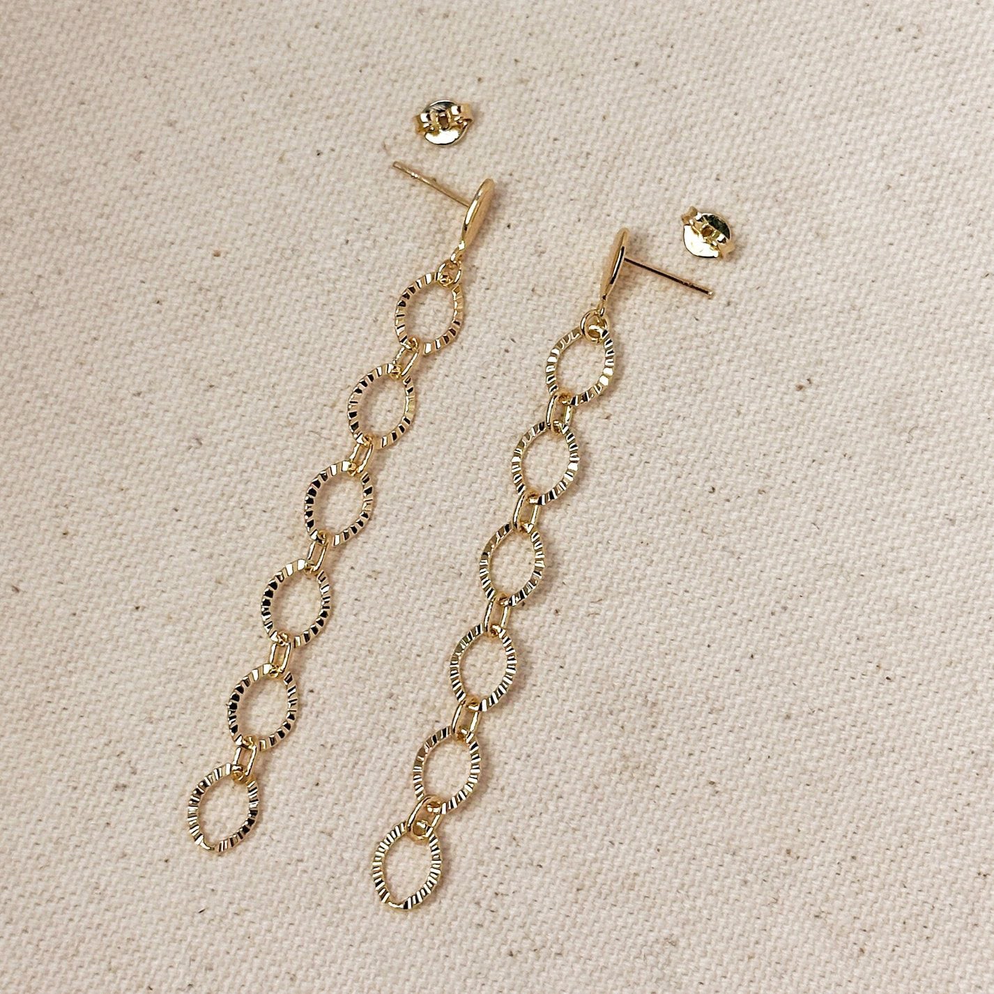 Diamond Cut Fancy Chain Earrings - Gold Filled