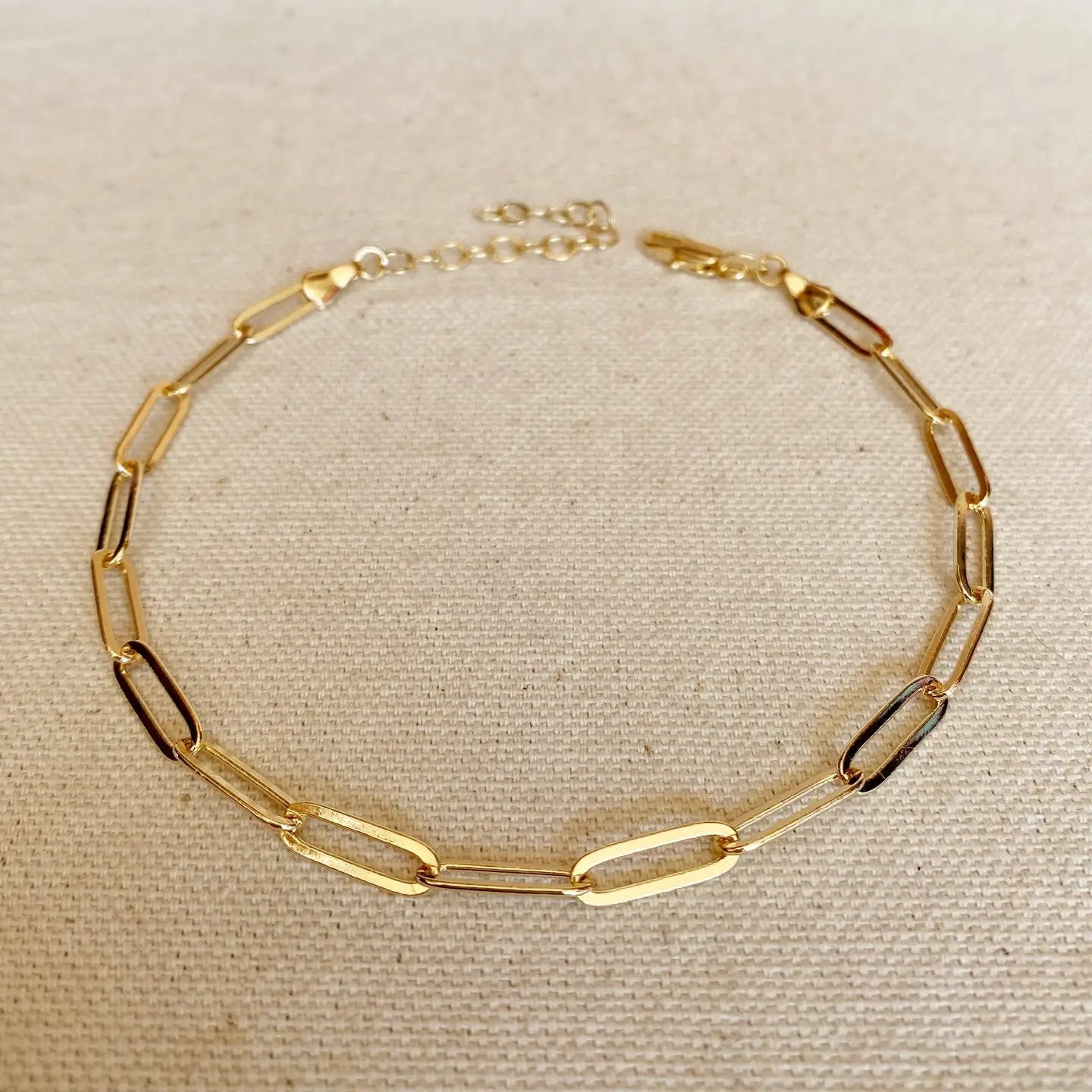 Classic Paperclip Chain Anklet - Gold Filled