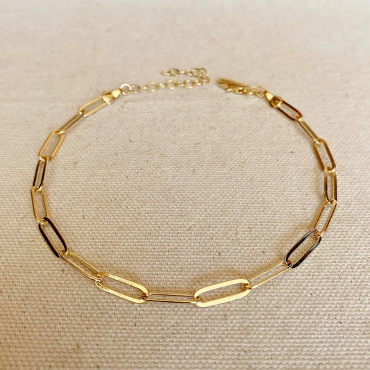 Classic Paperclip Chain Anklet - Gold Filled