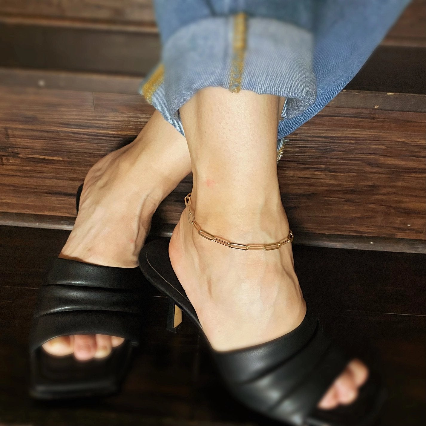 Classic Paperclip Chain Anklet - Gold Filled