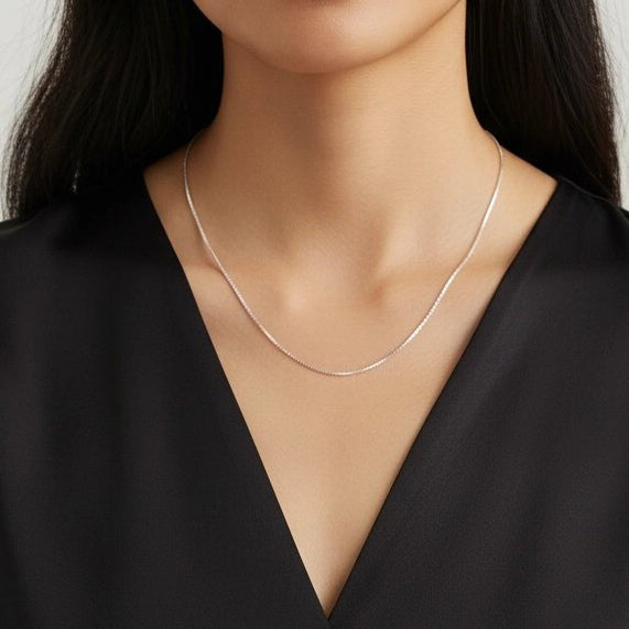 0.8mm Box Chain Necklace - Sterling Silver