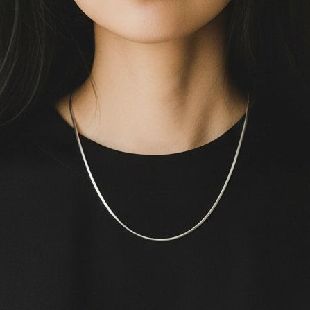 1.0mm Square Herringbone Chain - Sterling Silver