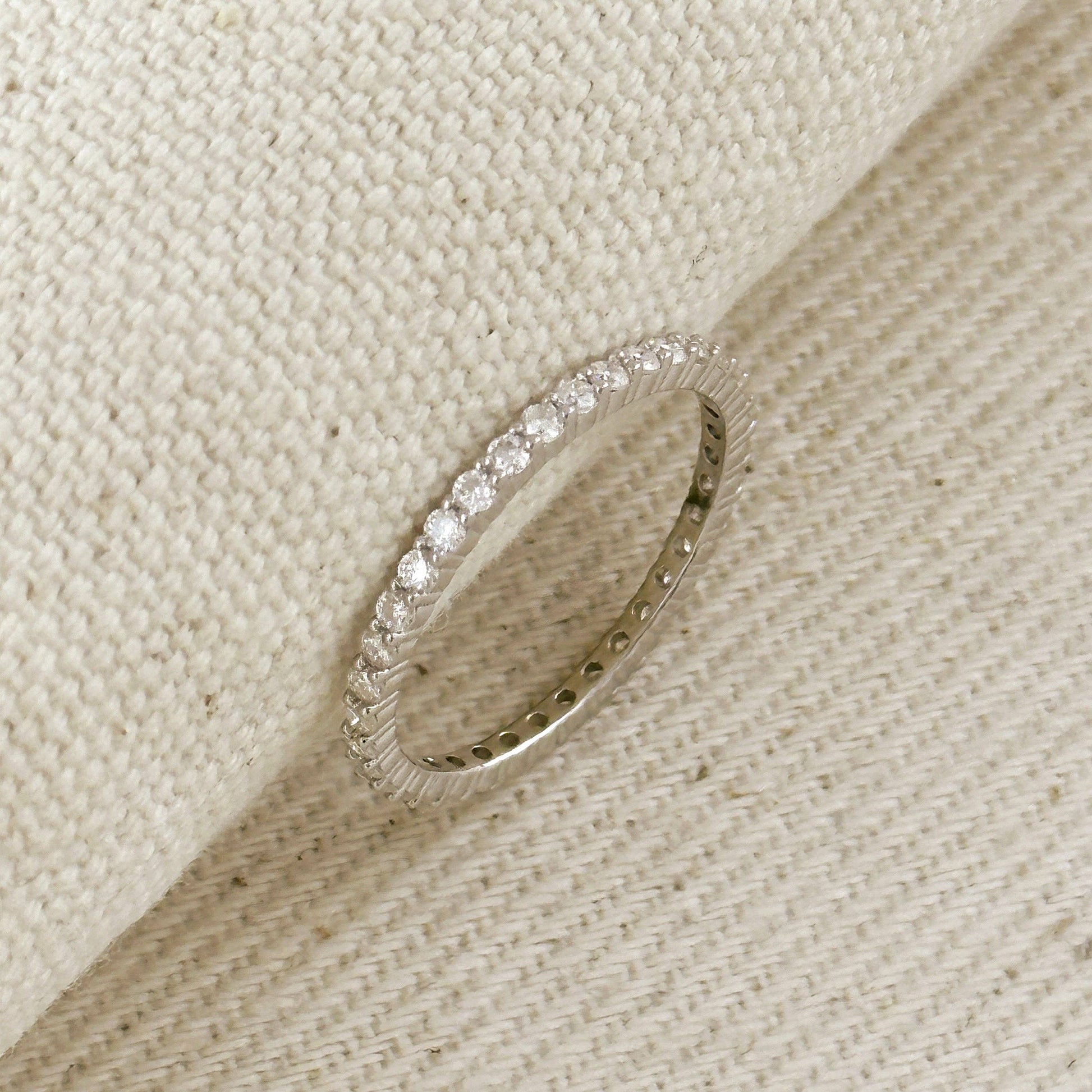 Moissanite Eternity Band Ring - Rhodium Plated Sterling Silver (select size)