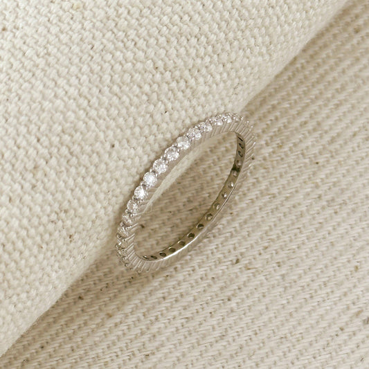 Moissanite Eternity Band Ring - Rhodium Plated Sterling Silver (select size)