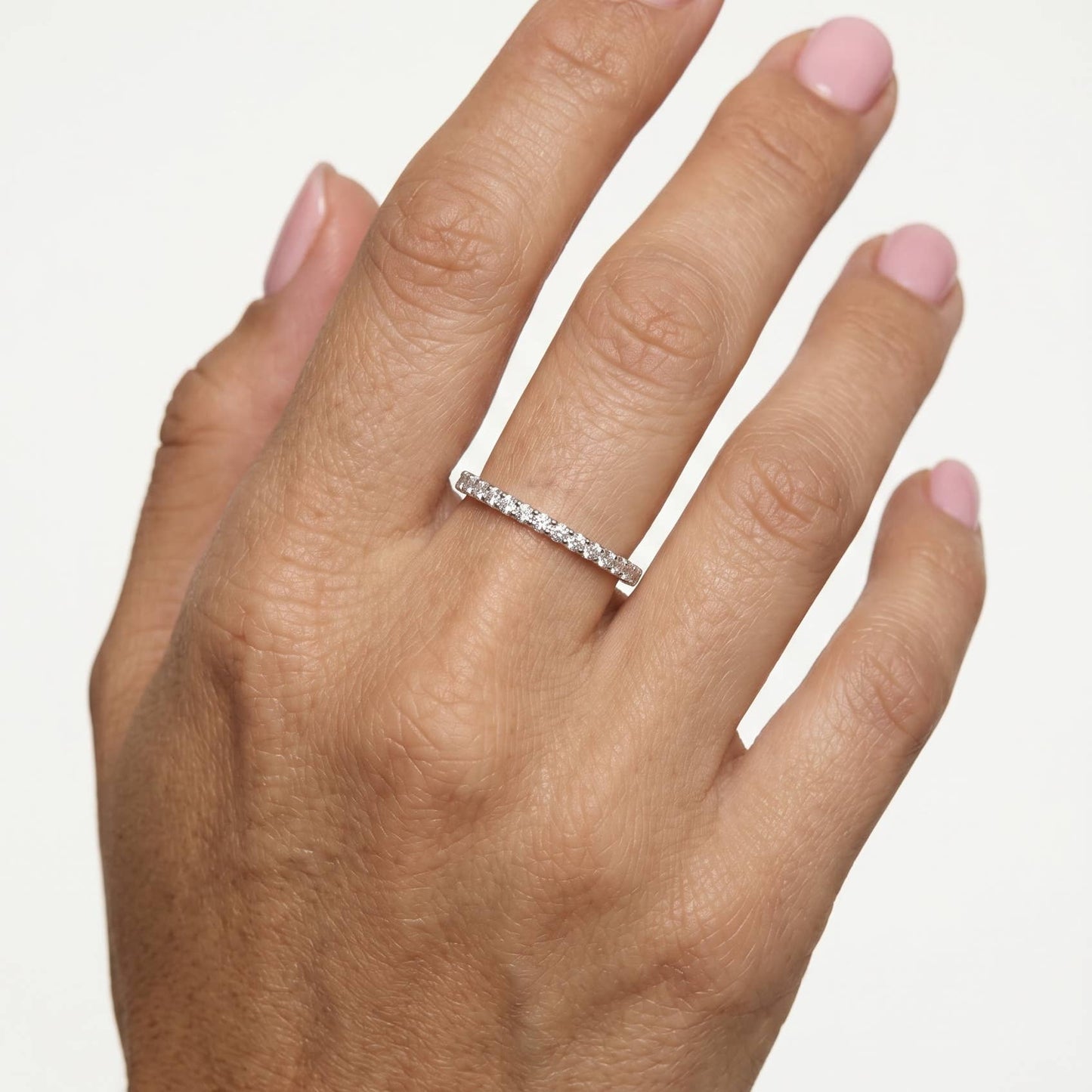 Moissanite Eternity Band Ring - Rhodium Plated Sterling Silver (select size)