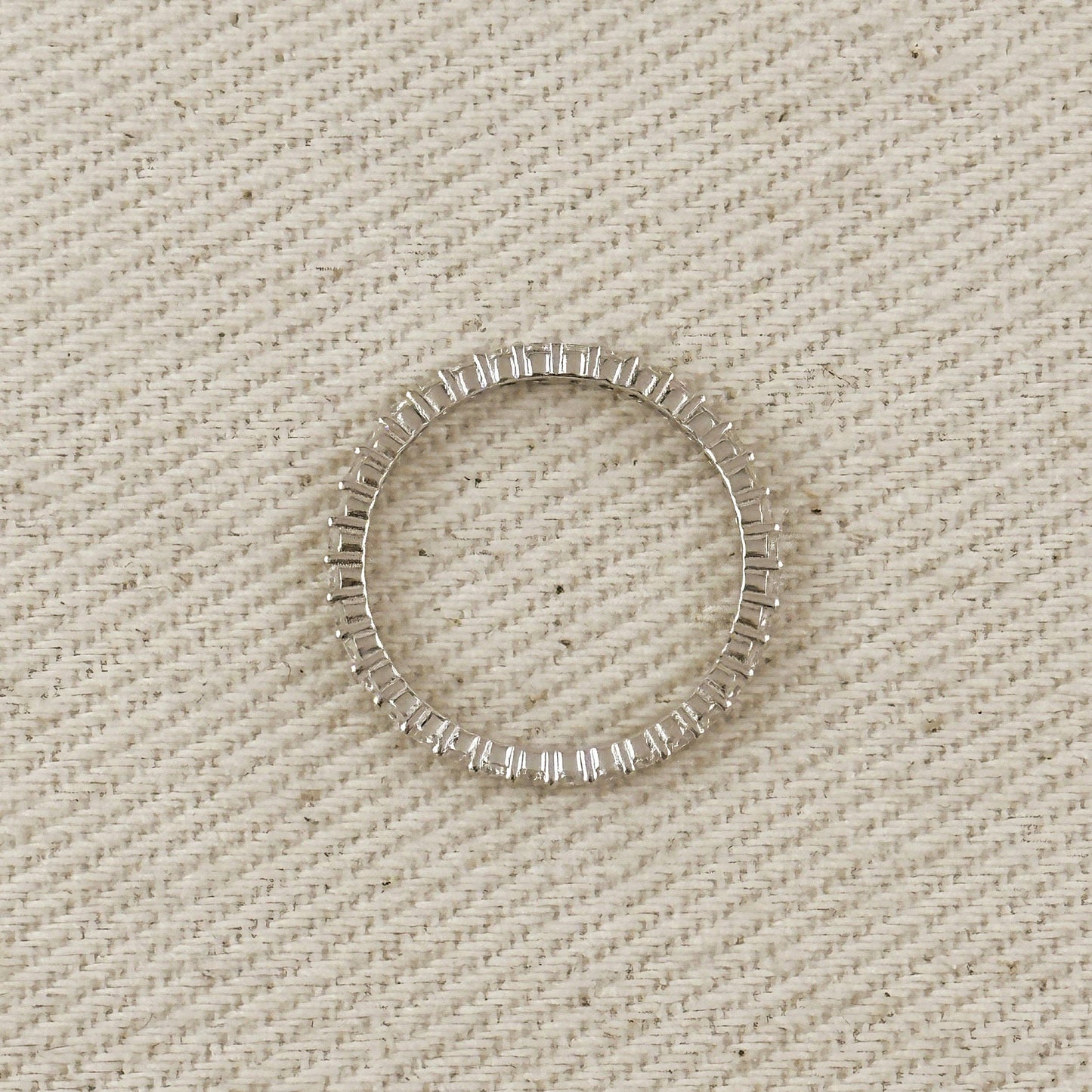 Moissanite Eternity Band Ring - Rhodium Plated Sterling Silver (select size)