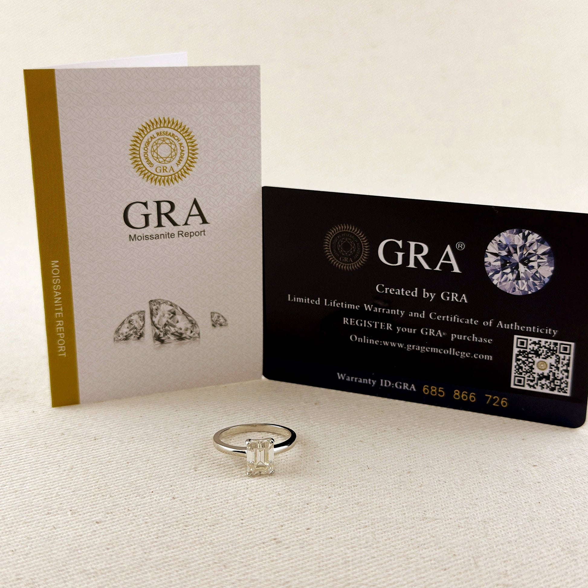 Moissanite Baguette Solitaire Ring - Rhodium Plated Sterling Silver