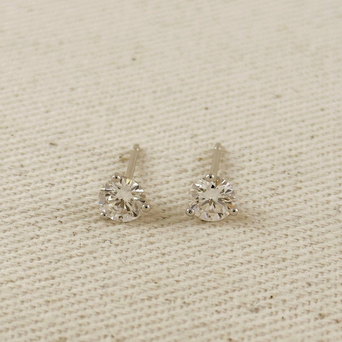 Moissanite Stud Earrings - Rhodium Plated Sterling Silver