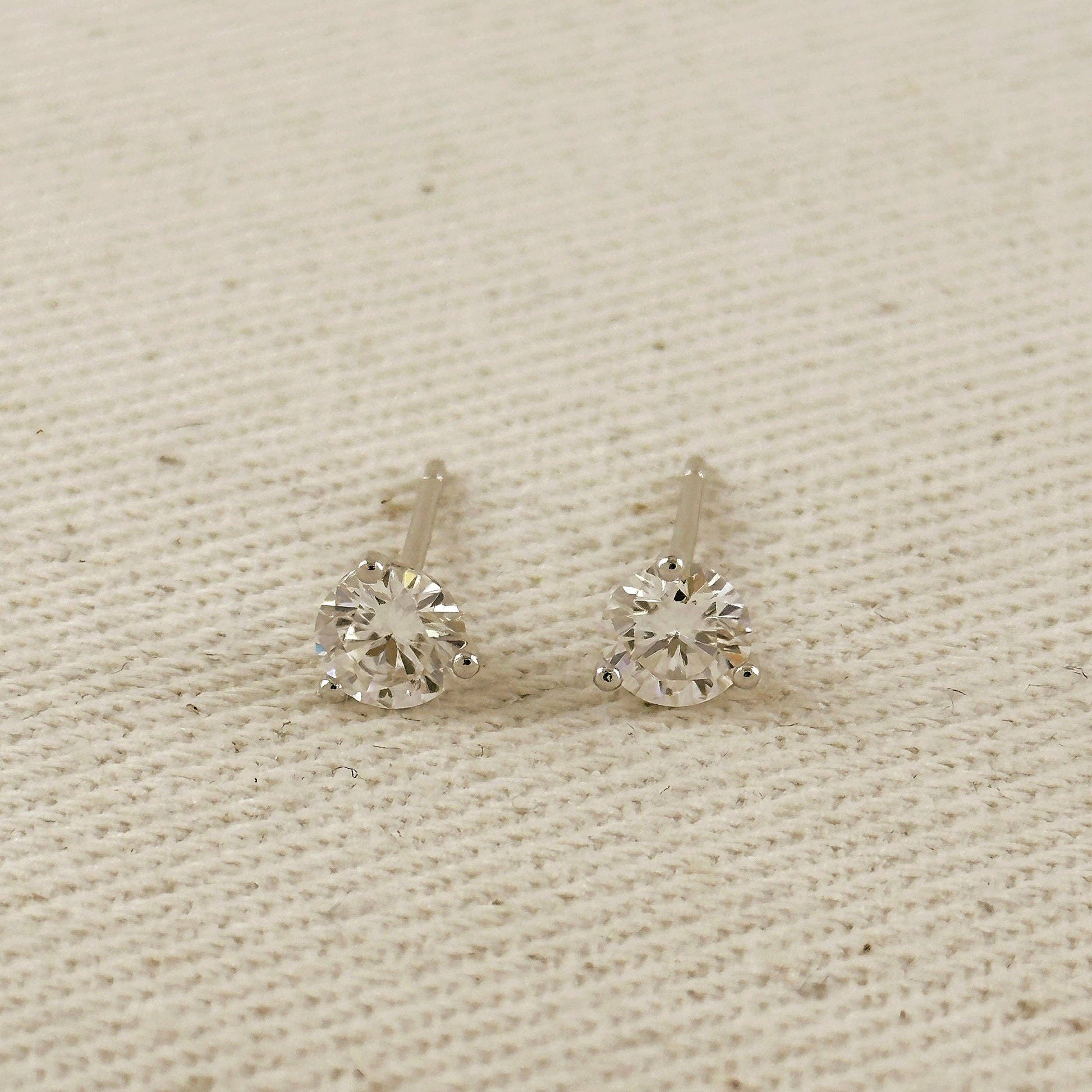 Moissanite Stud Earrings - Rhodium Plated Sterling Silver