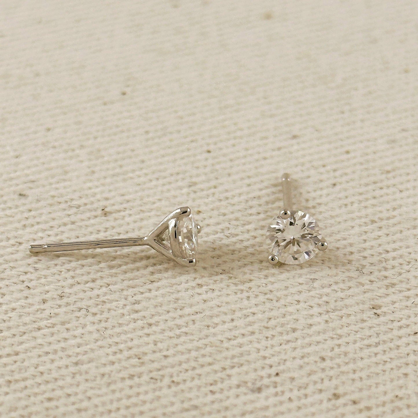 Moissanite Stud Earrings - Rhodium Plated Sterling Silver
