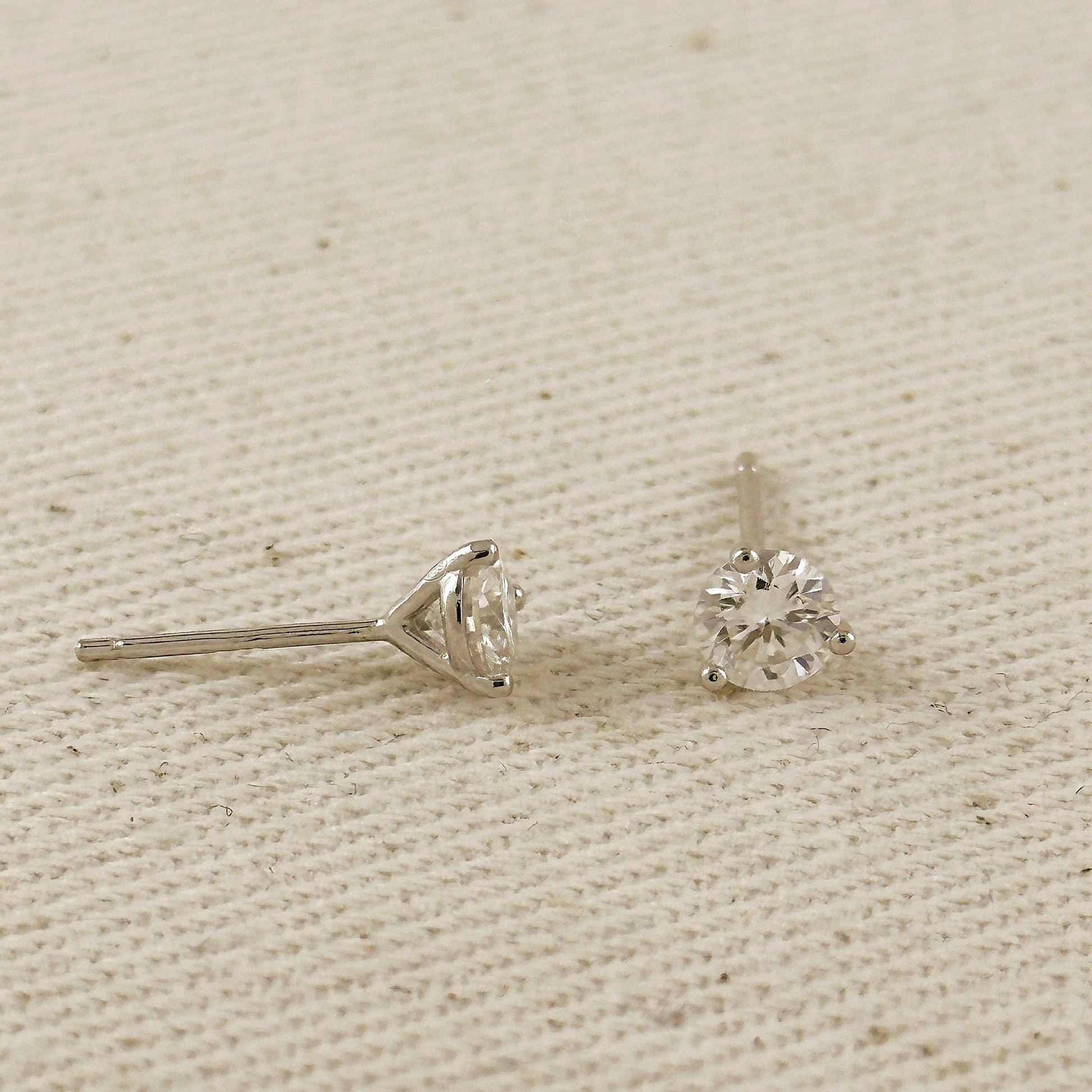 Moissanite Stud Earrings - Rhodium Plated Sterling Silver