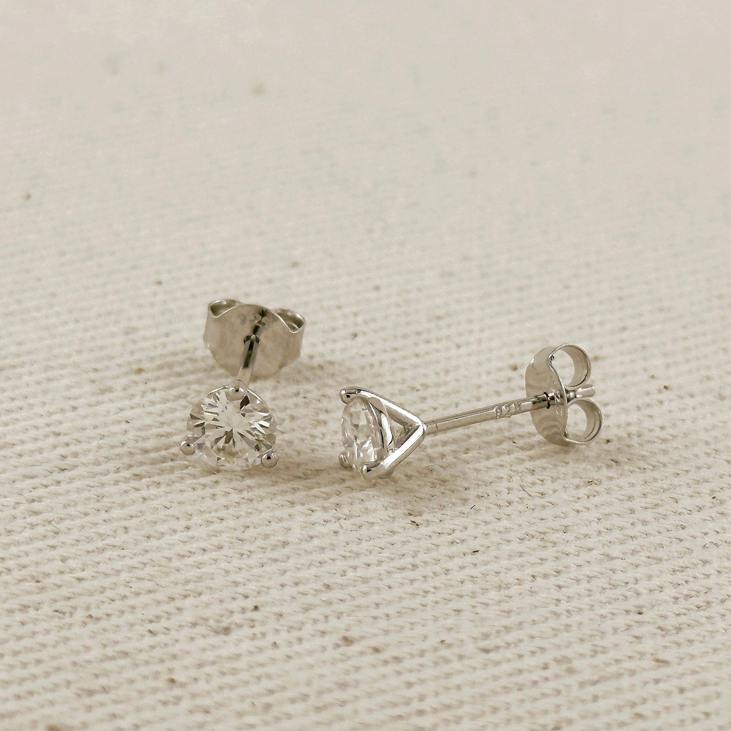 Moissanite Stud Earrings - Rhodium Plated Sterling Silver