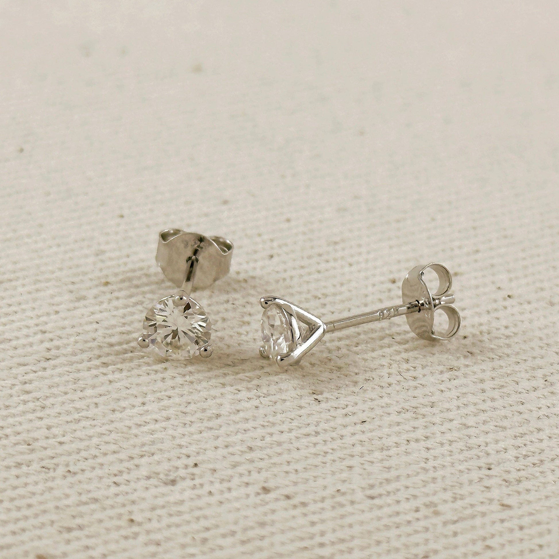 Moissanite Stud Earrings - Rhodium Plated Sterling Silver