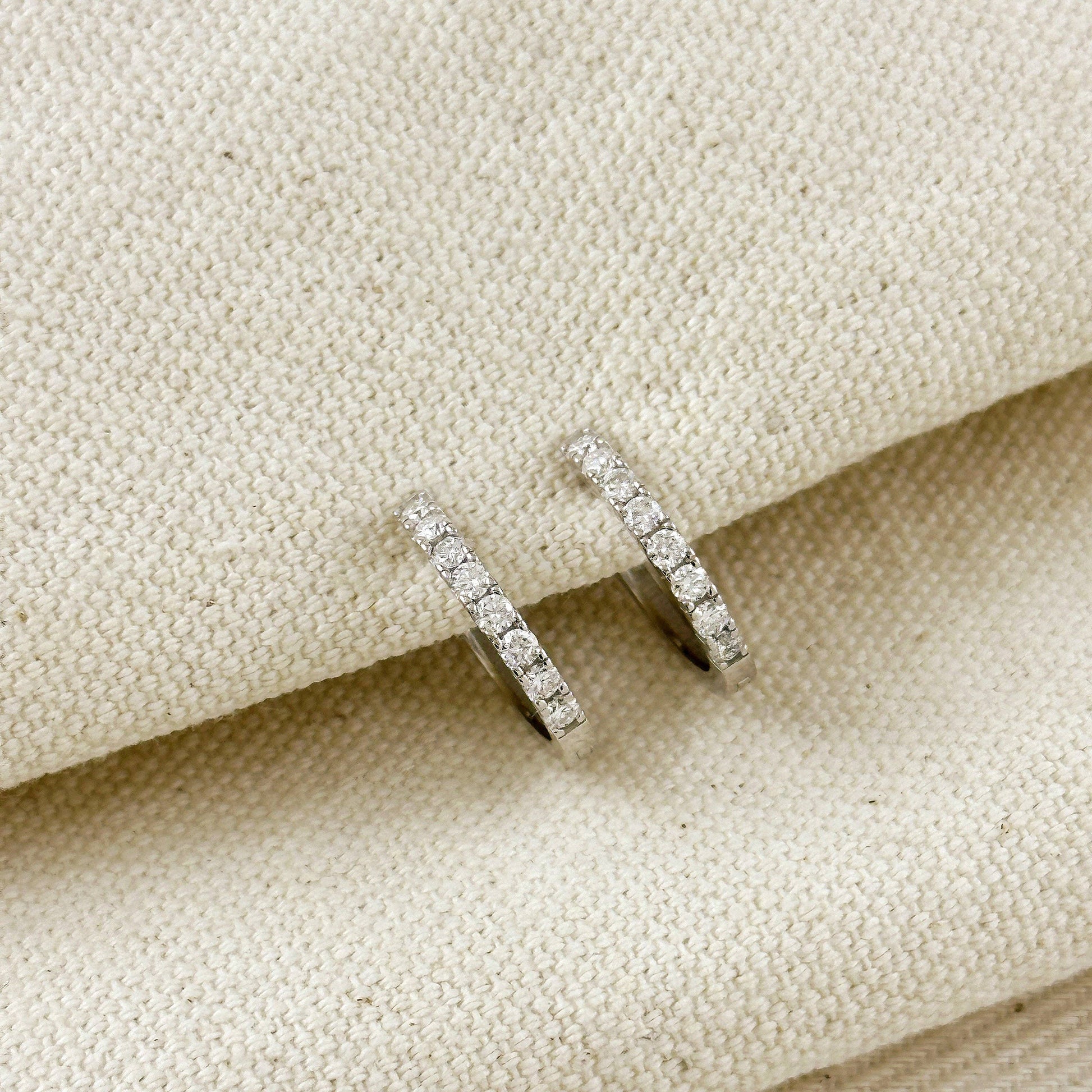 Small Moissanite Hoop Earrings - Rhodium Plated Sterling Silver