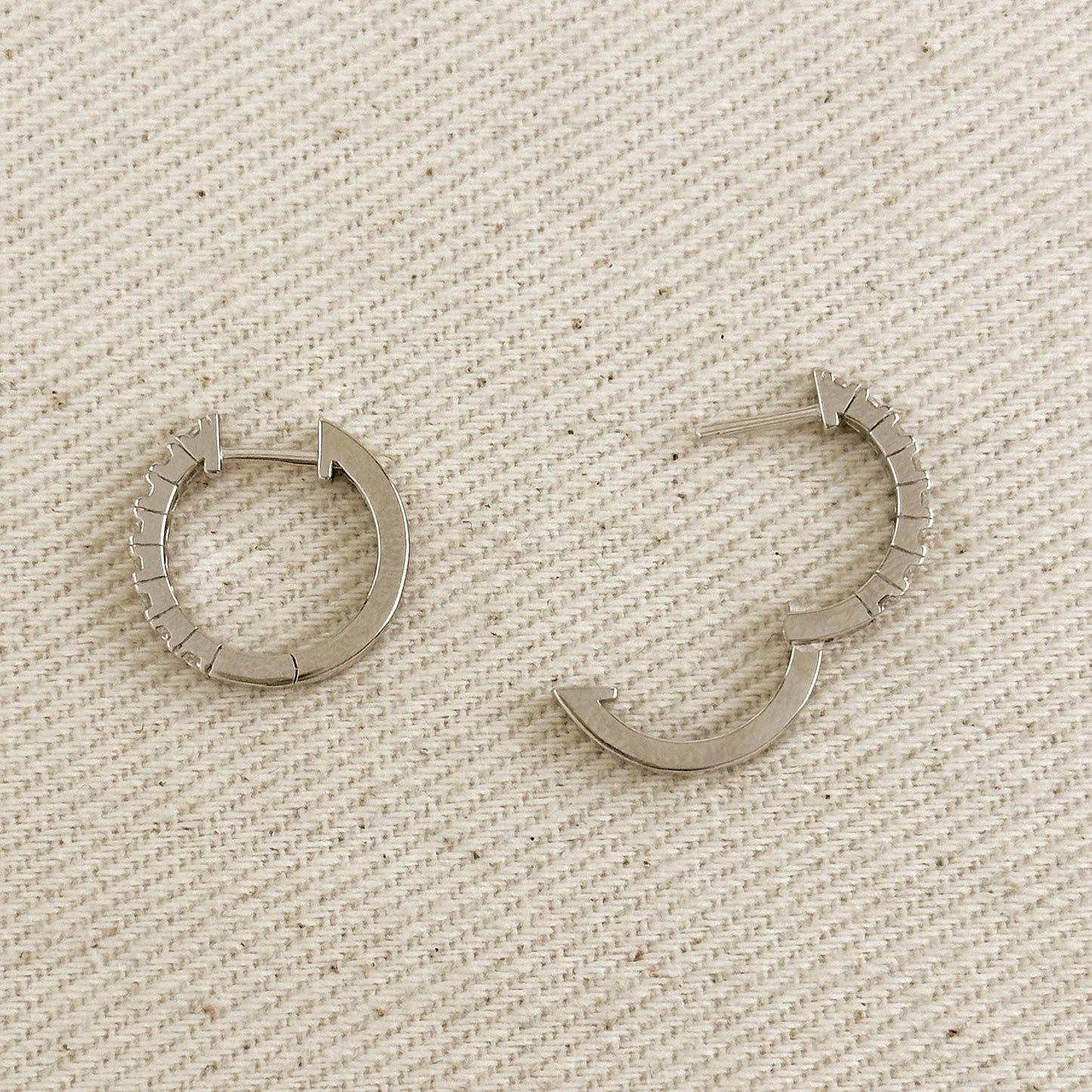 Small Moissanite Hoop Earrings - Rhodium Plated Sterling Silver