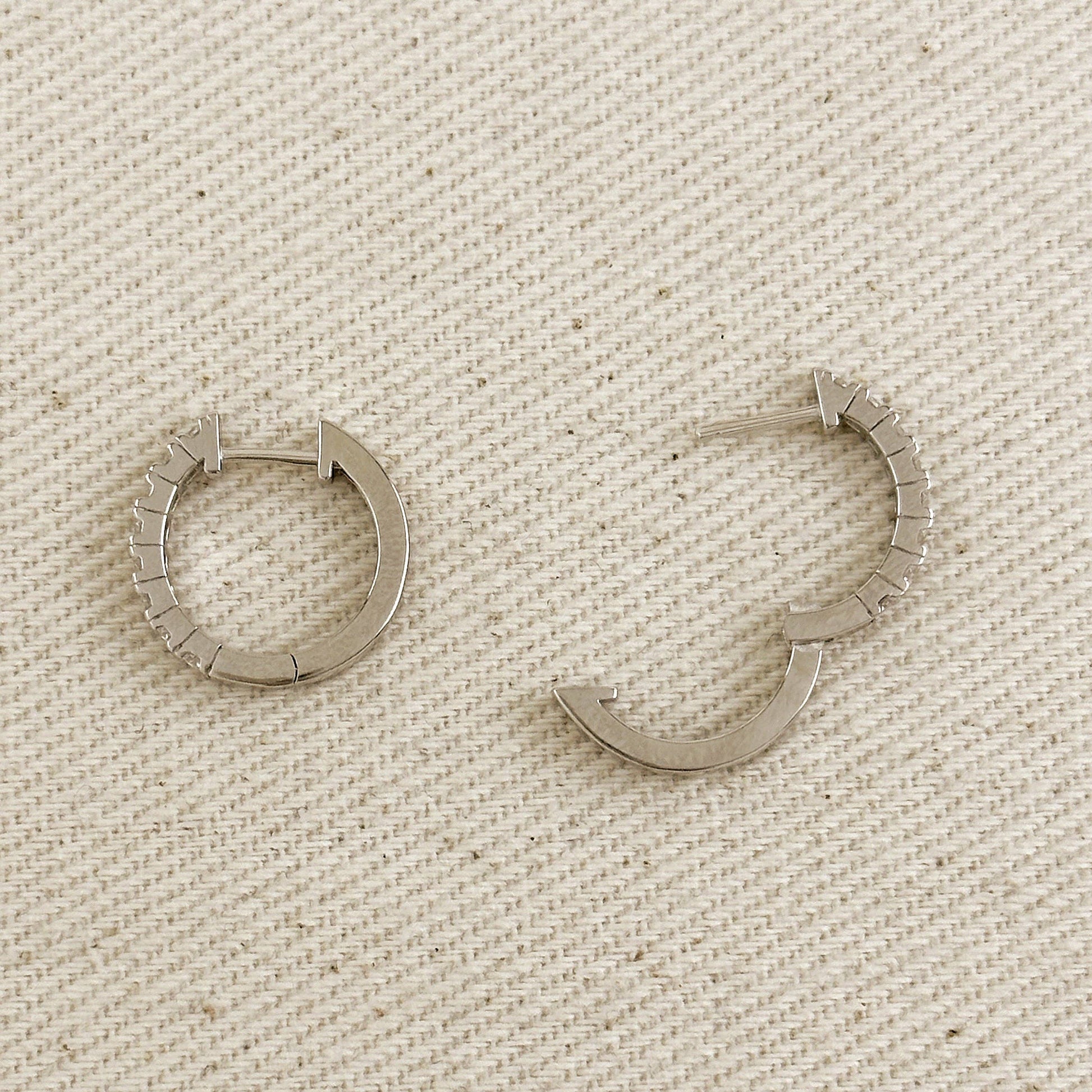 Small Moissanite Hoop Earrings - Rhodium Plated Sterling Silver