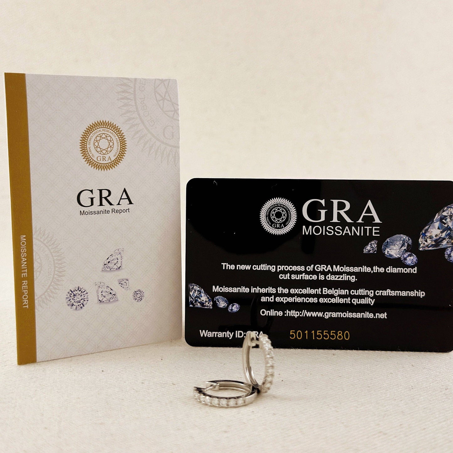 Small Moissanite Hoop Earrings - Rhodium Plated Sterling Silver