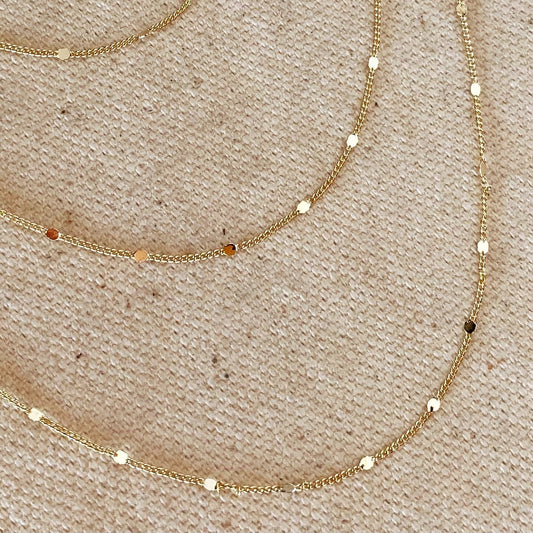 1mm Curb Chain with Pressed Details - Gold Filled