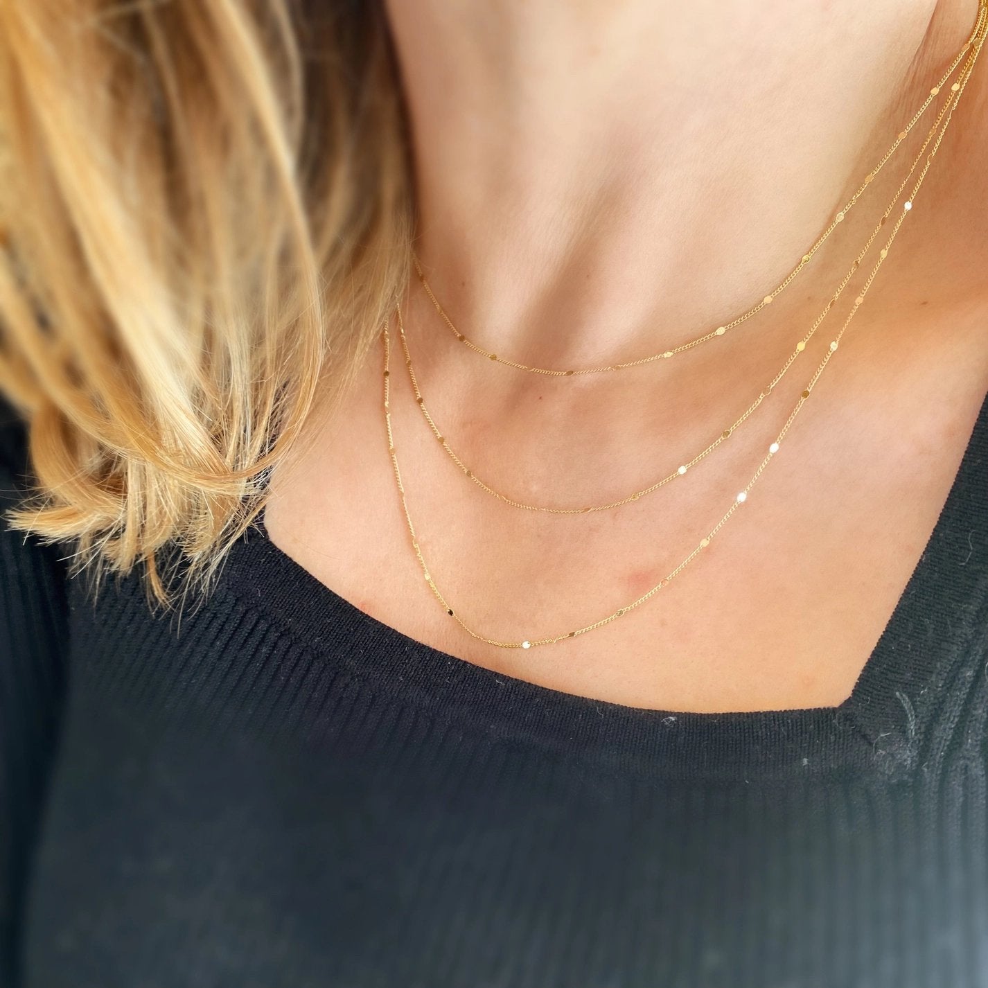 1mm Curb Chain with Pressed Details - Gold Filled