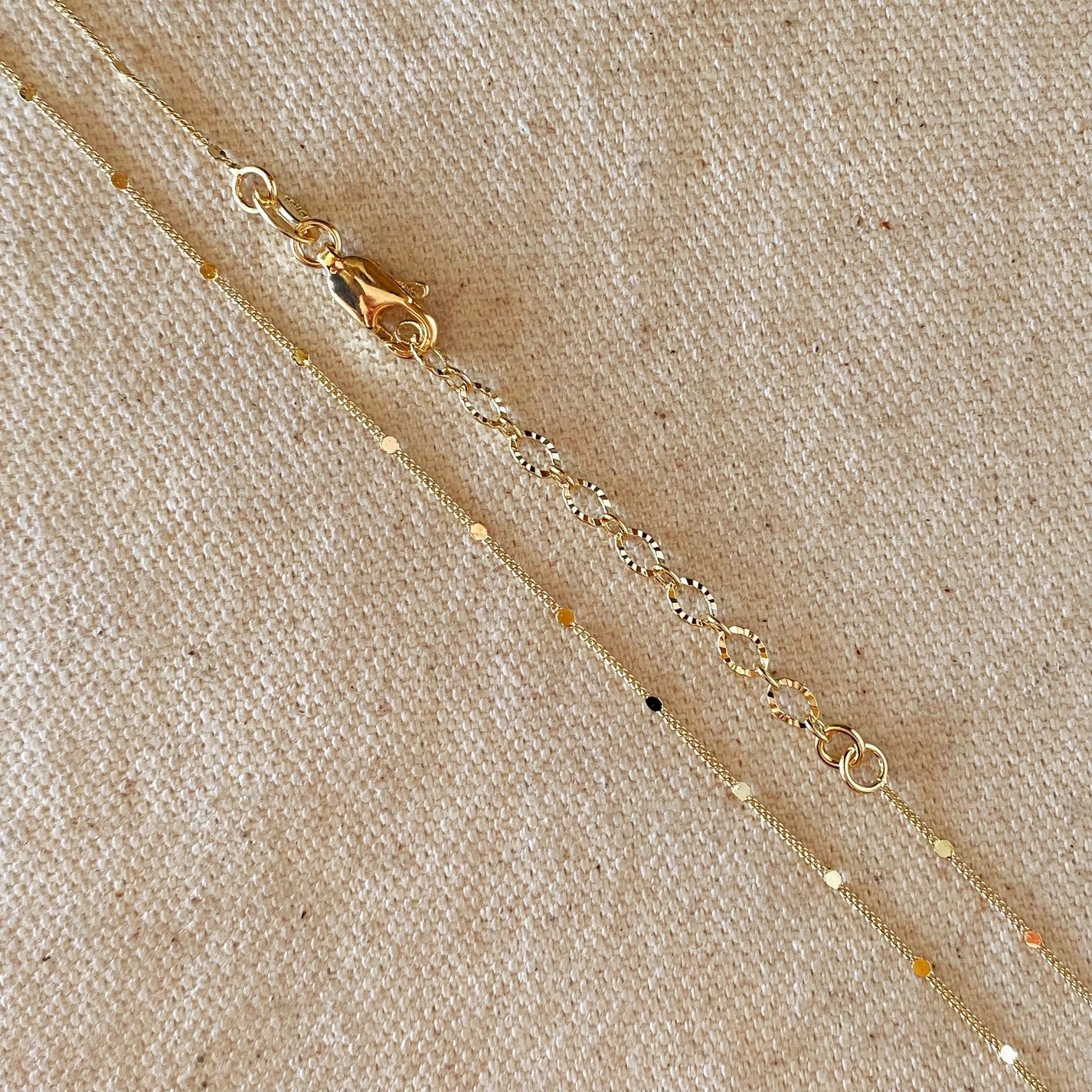 1mm Curb Chain with Pressed Details - Gold Filled