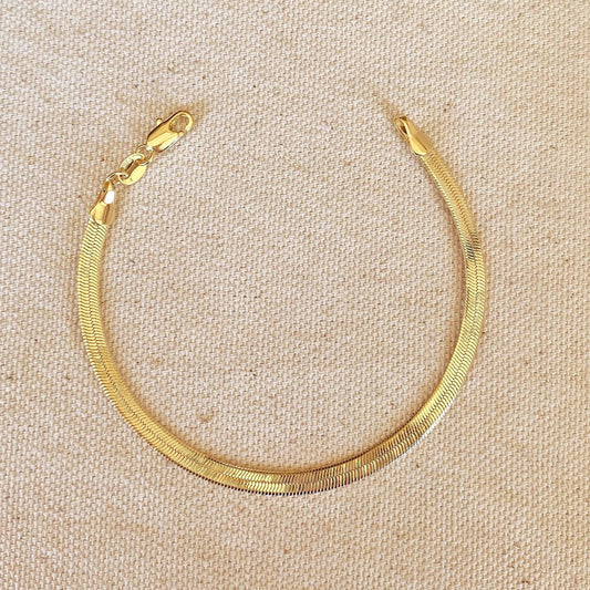 4mm Herringbone Bracelet - Gold Filled