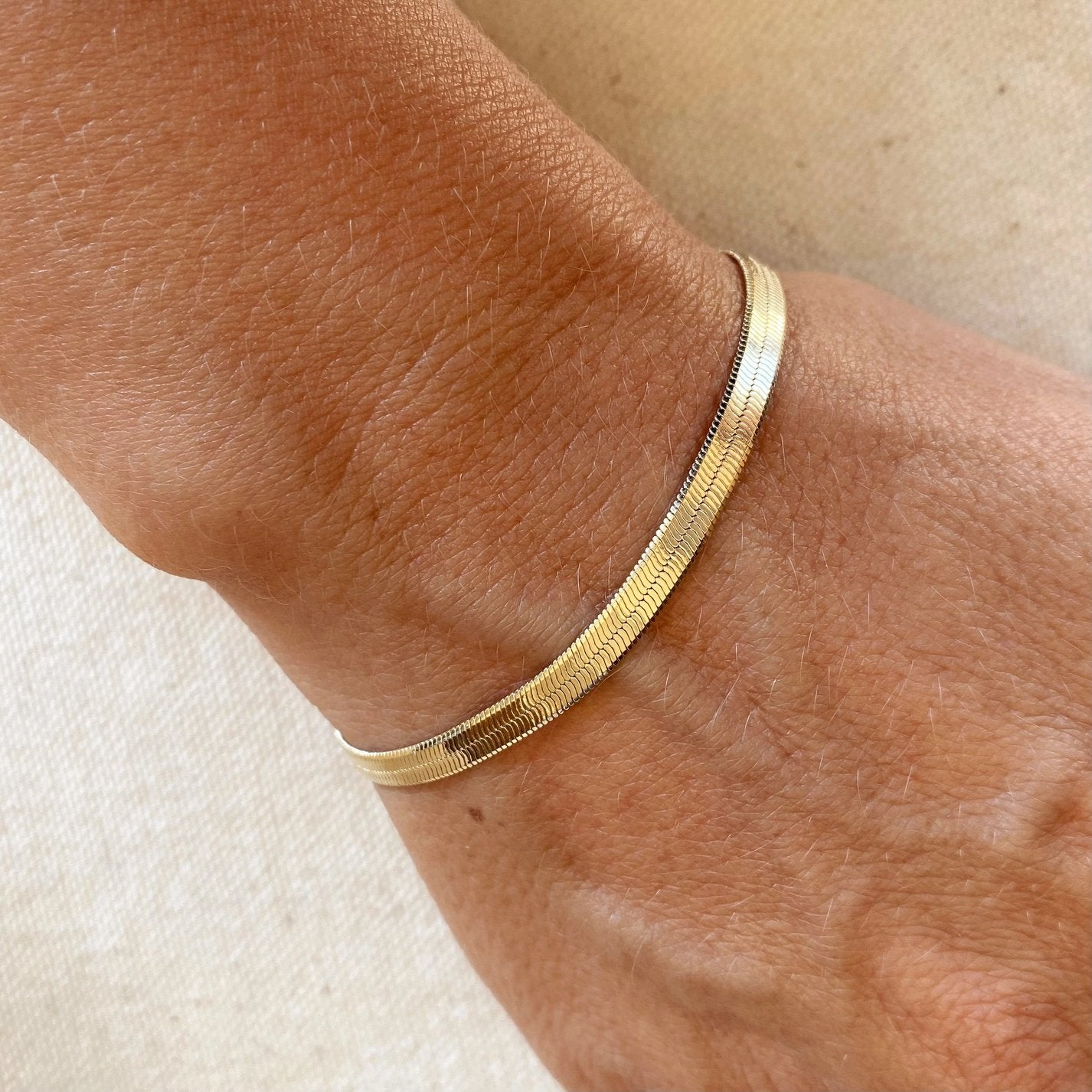 4mm Herringbone Bracelet - Gold Filled