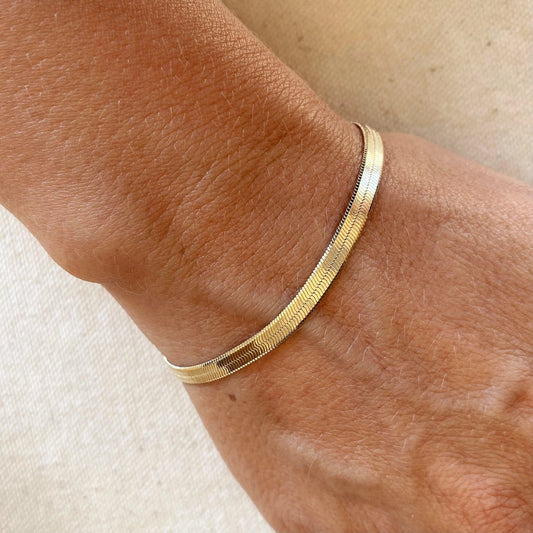 4mm Herringbone Bracelet - Gold Filled