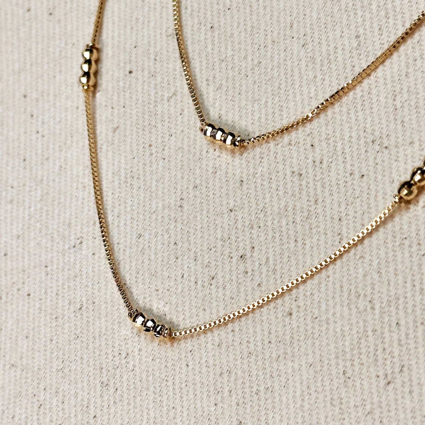 Bead Detailed Box Chain - Gold Filled