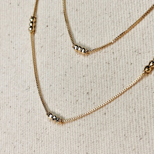 Bead Detailed Box Chain - Gold Filled