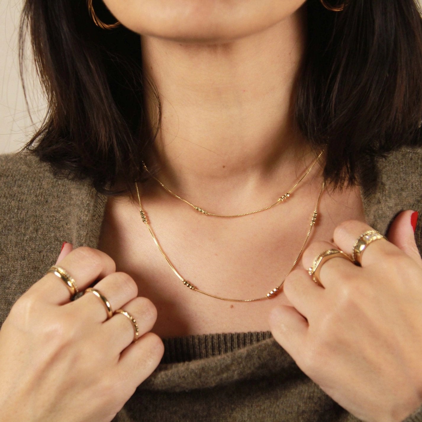 Bead Detailed Box Chain - Gold Filled