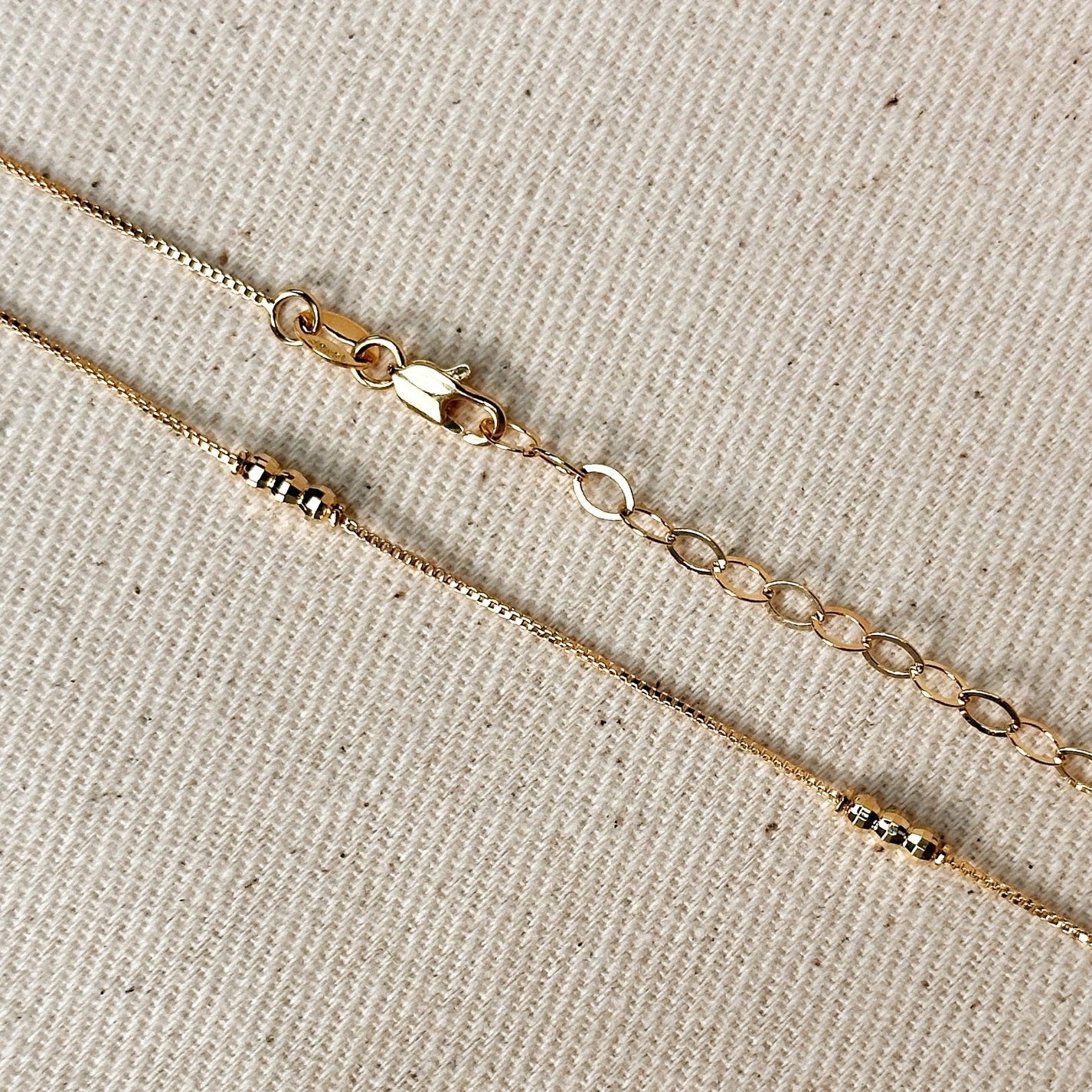 Bead Detailed Box Chain - Gold Filled