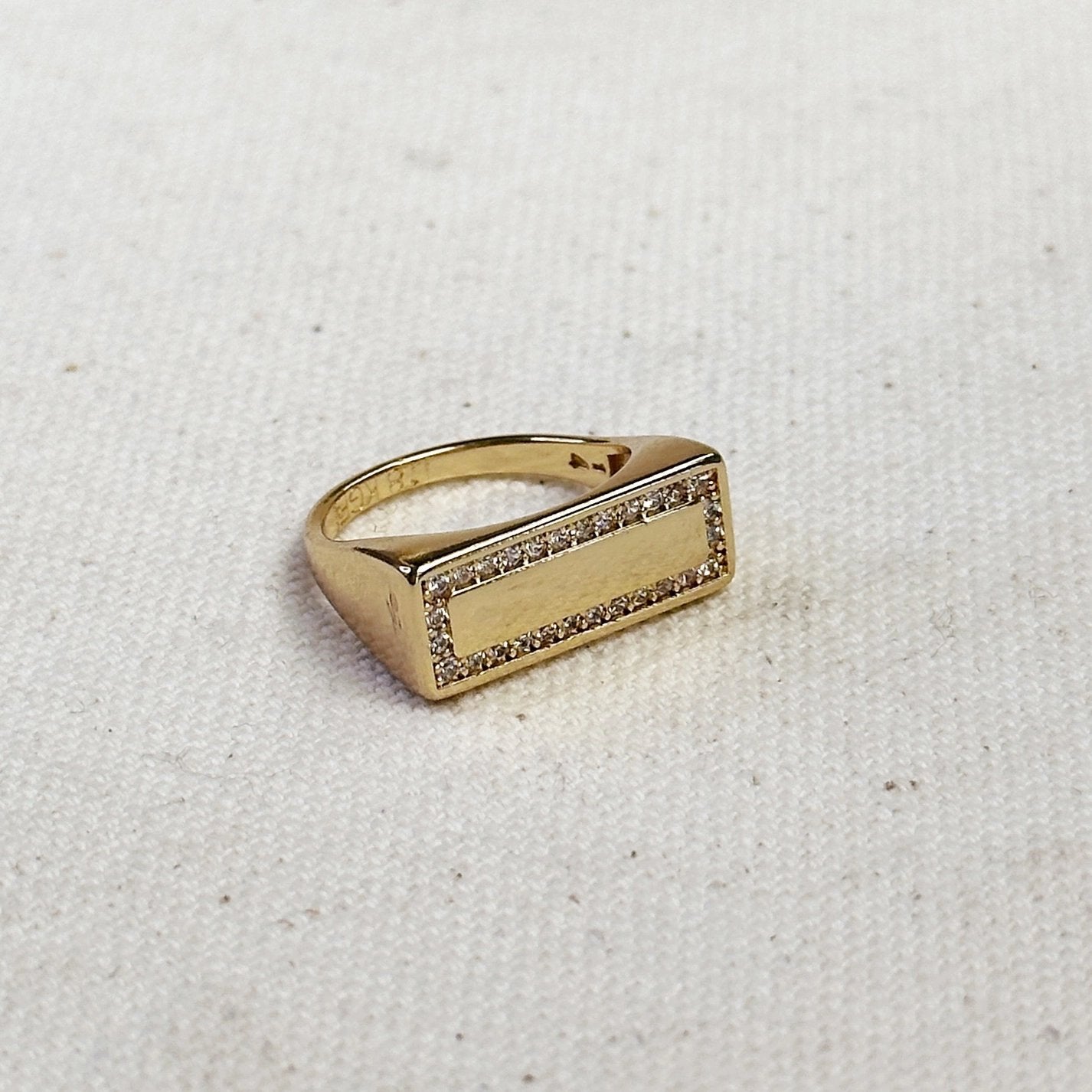 Flat Top Ring with CZ Border - Gold Filled
