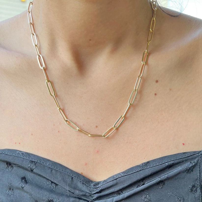 Classic Paperclip Chain Necklace - Gold Filled