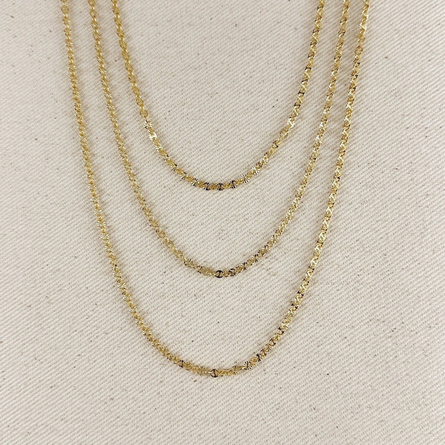 Diamond Cut Mirror Chain Necklace - Gold Filled