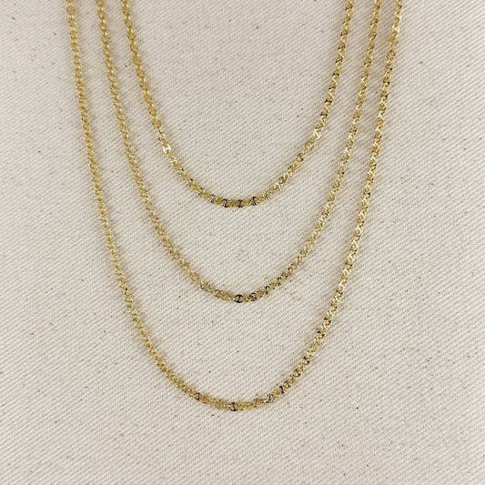 Diamond Cut Mirror Chain Necklace - Gold Filled