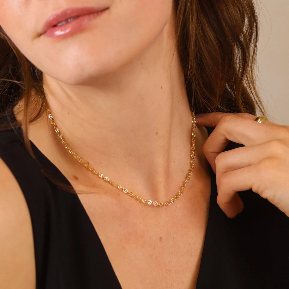 Diamond Cut Mirror Chain Necklace - Gold Filled
