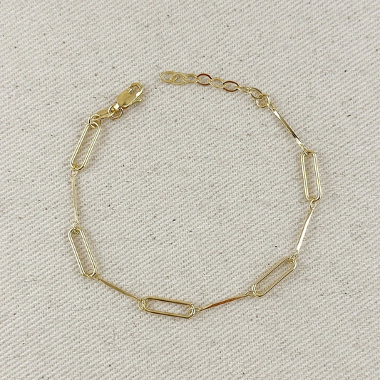 Paperclip + Straw Bracelet - Gold Filled