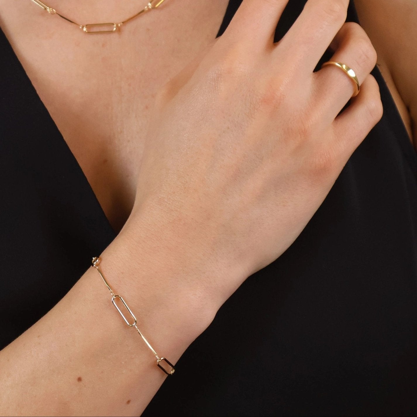 Paperclip + Straw Bracelet - Gold Filled