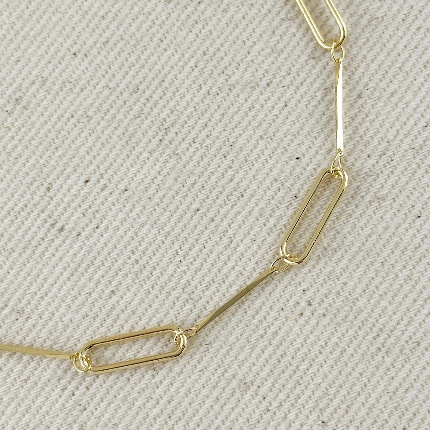 Paperclip + Straw Bracelet - Gold Filled