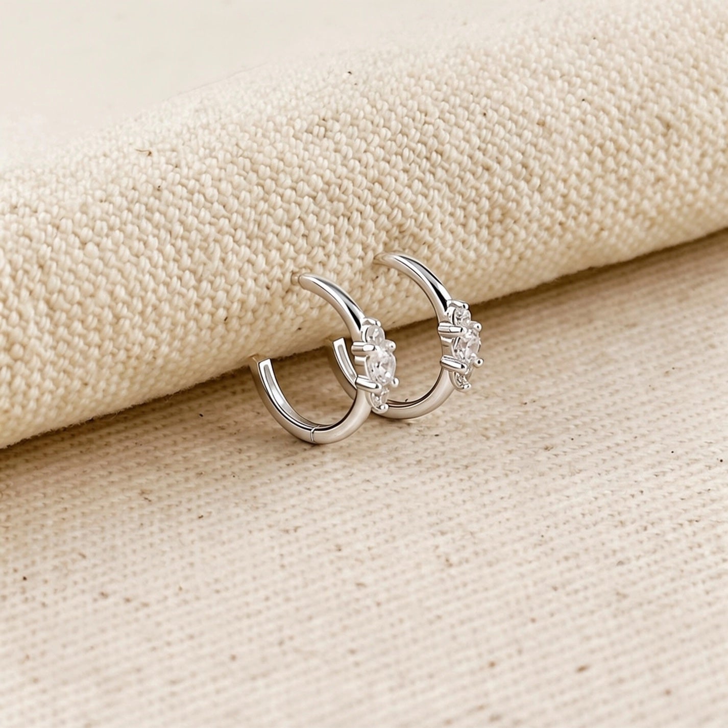 Marquise CZ C-Hoop Earrings – Sterling Silver