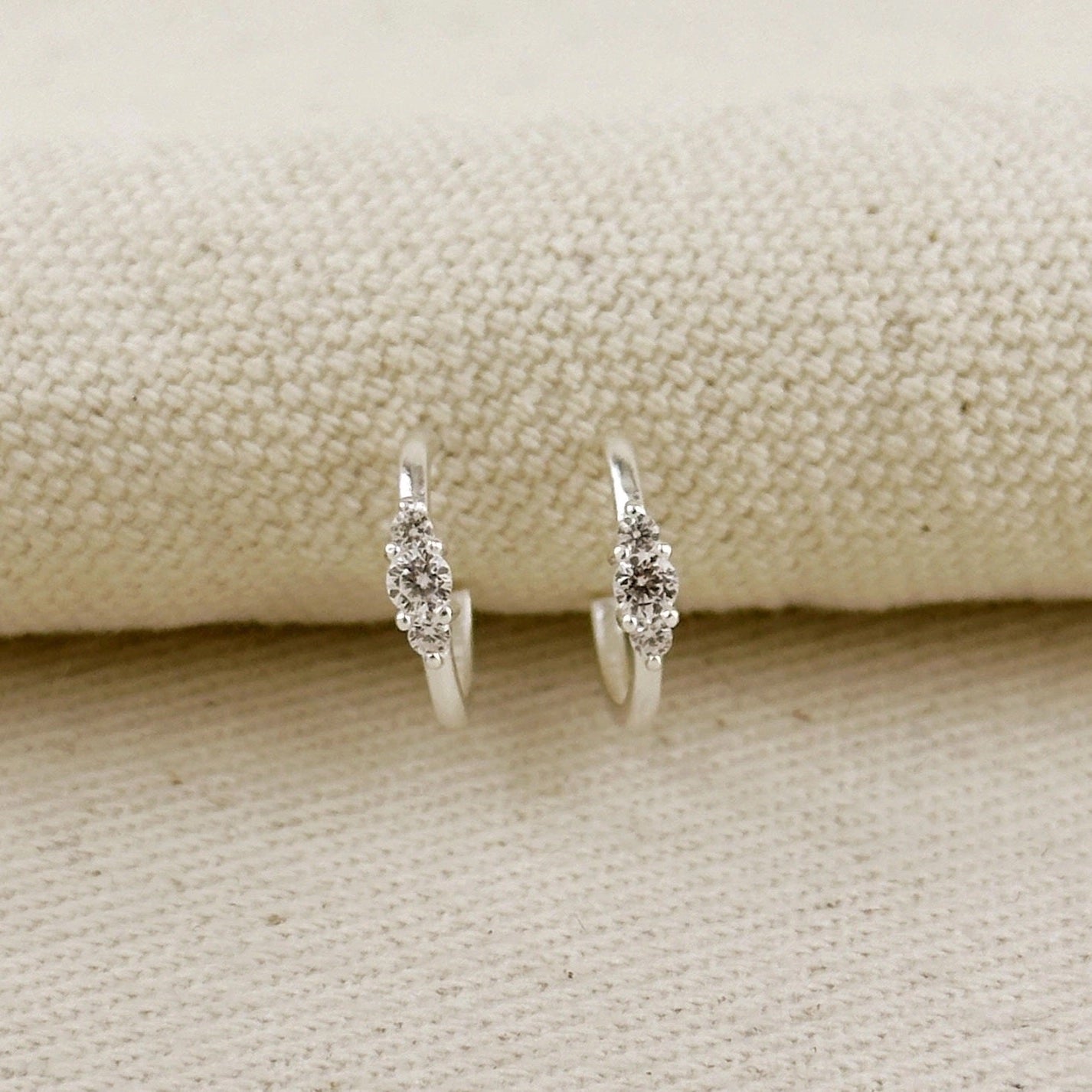 Marquise CZ C-Hoop Earrings – Sterling Silver